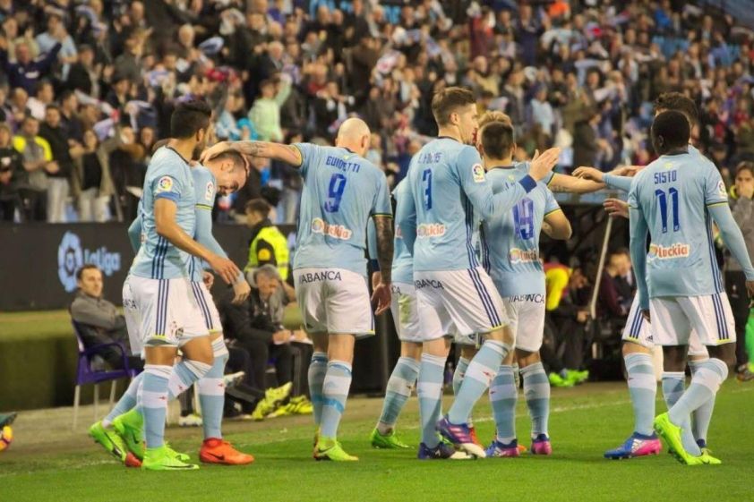 Cầu thủ Celta Vigo ăn mừng bàn thắng trong trận đấu giữa Getafe và Celta Vigo.