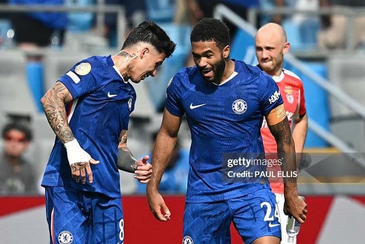 Cầu thủ Chelsea ăn mừng bàn thắng của Reece James tại FIFA Club World Cup