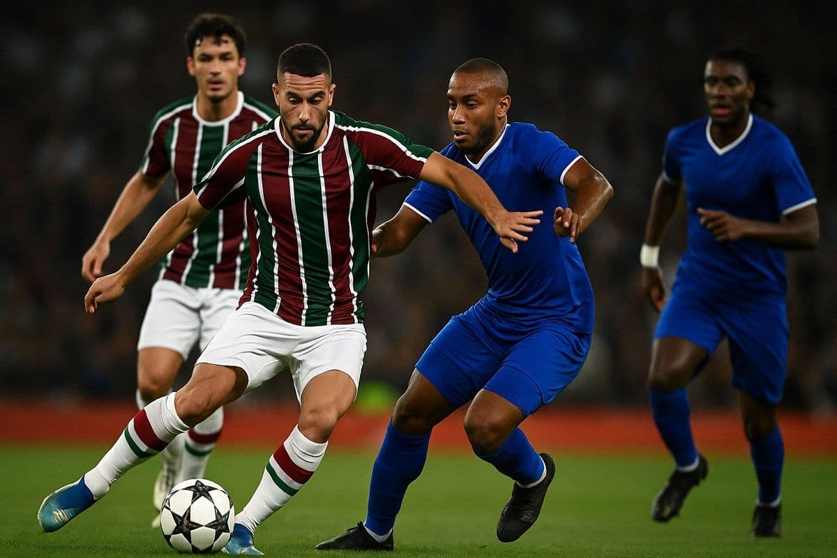 Cầu thủ Fluminense và Al-Hilal tranh tài trên sân cỏ.