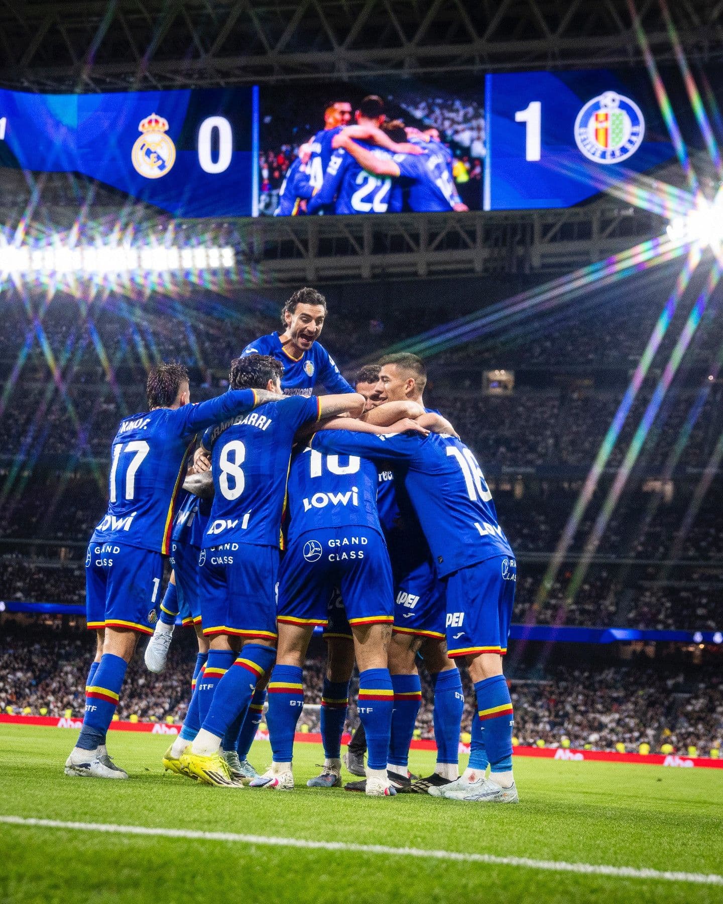 Cầu thủ Getafe ăn mừng chiến thắng 1-0 trước Real Madrid, minh họa Getafe là 'hòn đá tảng' khó vượt qua.