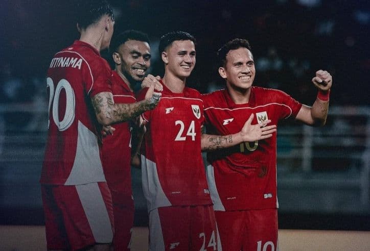 Cầu thủ Indonesia ăn mừng bàn thắng trong trận thắng 6-0 trước Đài Loan.