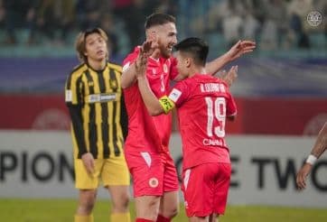 Cầu thủ ăn mừng bàn thắng, thể hiện phong độ thăng hoa của Al Sadd.