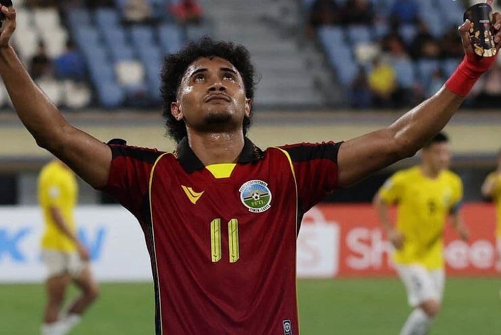 Cầu thủ Timor Leste ăn mừng bàn thắng, thể hiện tham vọng mới của đội bóng