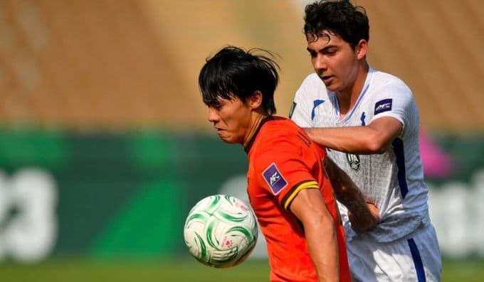 Cầu thủ U23 Trung Quốc trong trận đấu tại giải U23 châu Á.