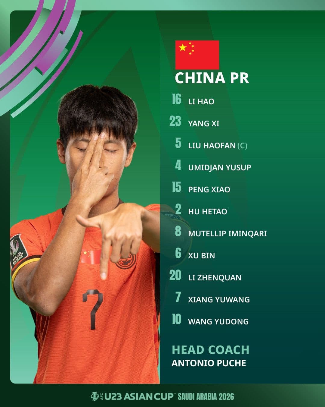 Cầu thủ U23 Trung Quốc và danh sách đội hình, tượng trưng cho thế hệ trẻ cần được đầu tư phát triển.