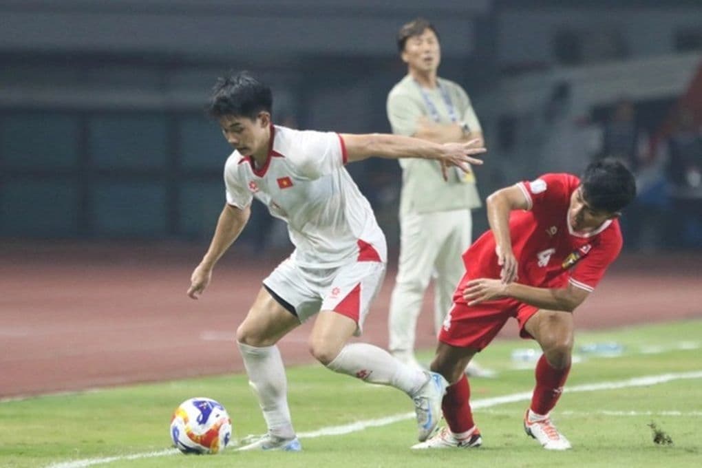 Cầu thủ U23 Việt Nam trong pha bóng tấn công đầy tự tin