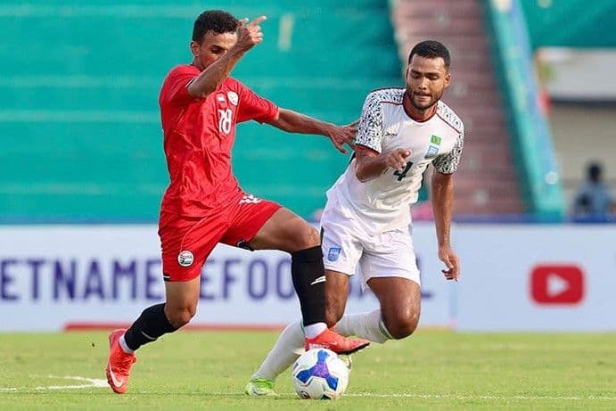 Cầu thủ U23 Yemen trong trận đấu, đối thủ quan trọng của U23 Việt Nam.