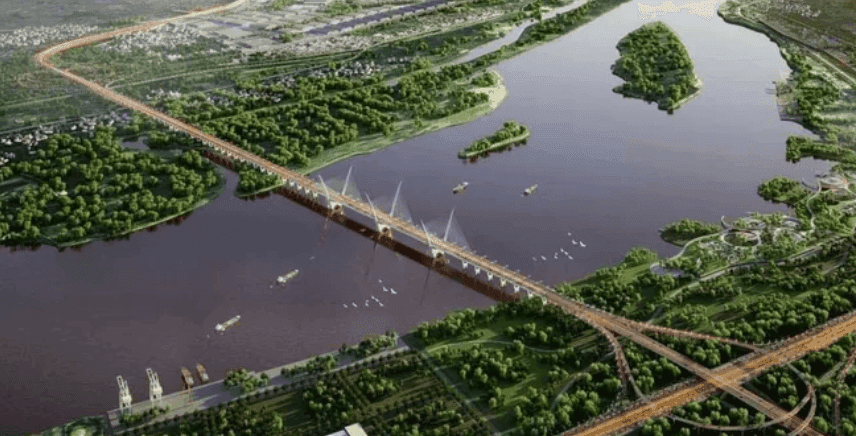 Cầu vượt và đường cao tốc hiện đại, tượng trưng cho sự phát triển hạ tầng giao thông công cộng tại Hà Nội.