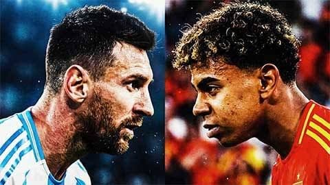 Cuộc đối đầu nảy lửa giữa Lionel Messi của Argentina và tài năng trẻ Lamine Yamal của Tây Ban Nha trong trận chung kết World Cup