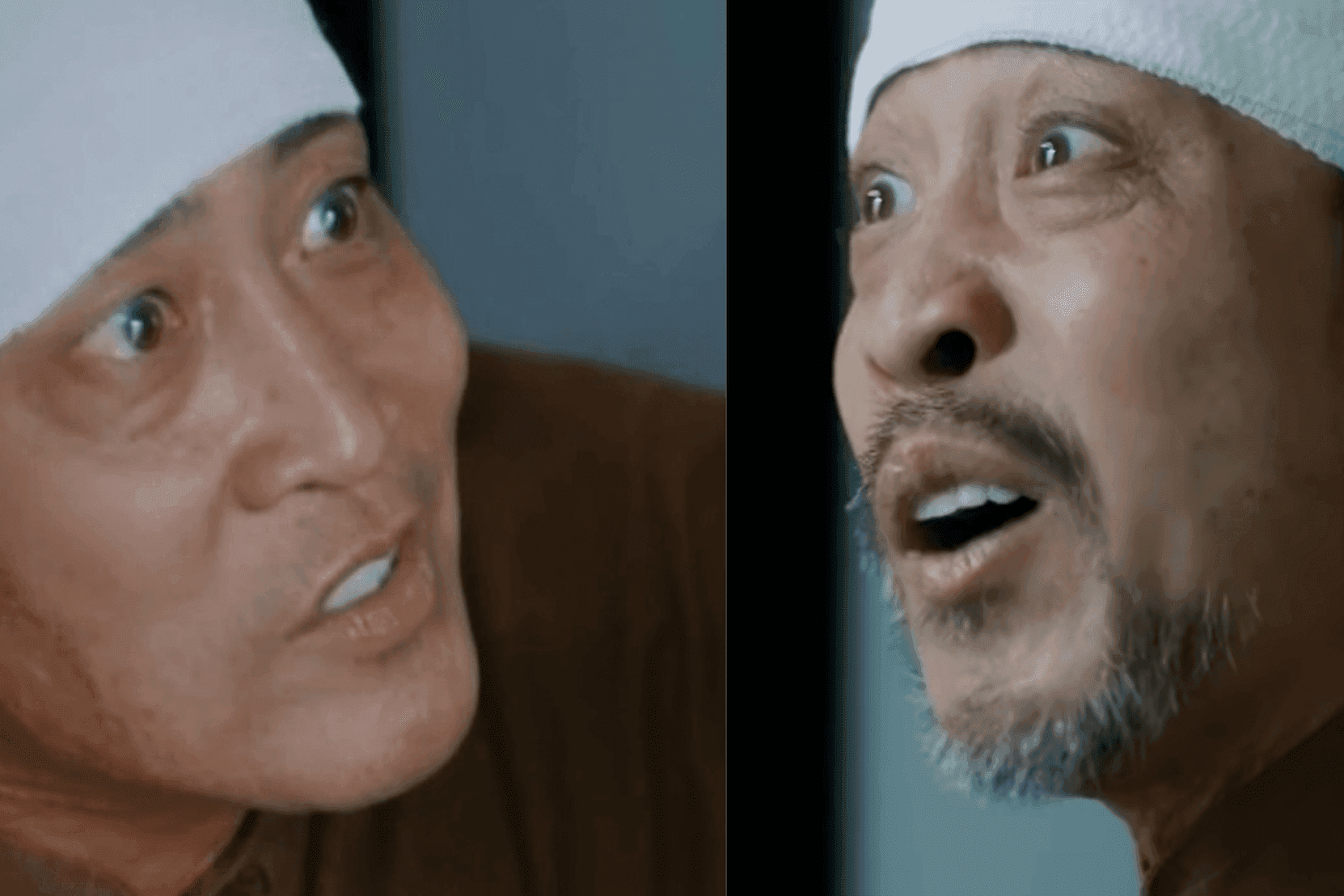 Diễn viên Hồ Phong trong vai Lão Công với vẻ mặt lo lắng, tuyệt vọng trong phim Lửa Trắng, thể hiện tình thân giữa sinh tử.