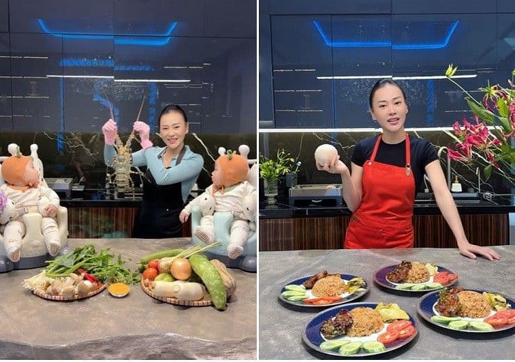 Diễn viên Phương Oanh tự tay chuẩn bị bữa ăn ấm cúng trong căn bếp tiện nghi.