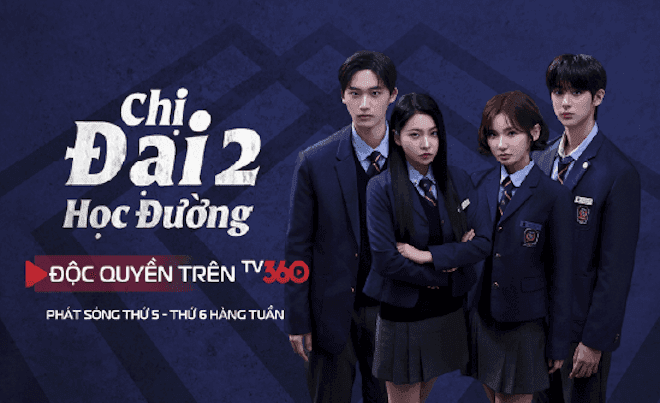 Dàn diễn viên chính của phim Chị Đại Học Đường trong đồng phục học sinh, đại diện cho quyền lực và sự phân hóa ở trường Cheongdam.