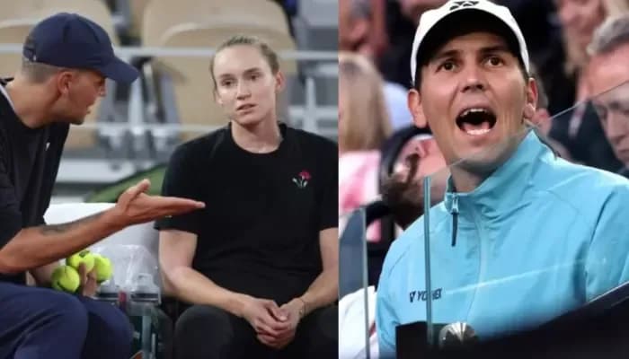 Elena Rybakina và huấn luyện viên Stefano Vukov, phản ánh mối quan hệ phức tạp và cáo buộc lạm dụng.