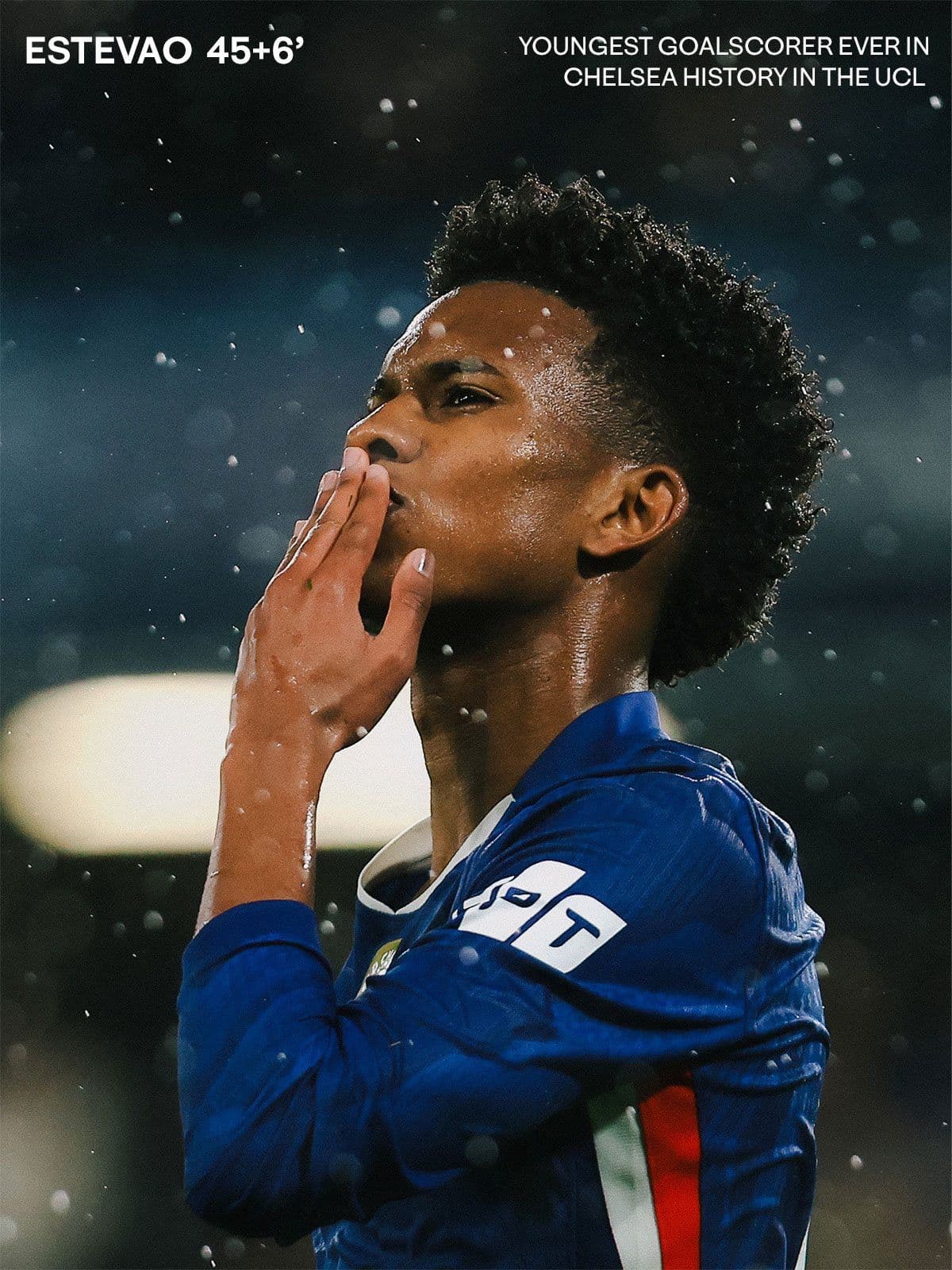 Estevao phá kỷ lục cầu thủ trẻ nhất ghi bàn cho Chelsea tại Champions League ở phút 45+6.