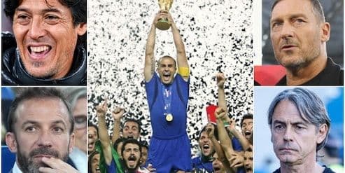 Fabio Cannavaro nâng cúp vô địch World Cup 2006, tượng trưng cho bản sắc và vinh quang trong quá khứ của bóng đá Ý.
