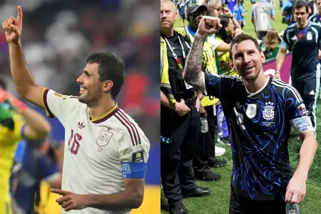 Ferran Torres ăn mừng chiến thắng trong khi Lionel Messi của Argentina mỉm cười sau trận chung kết World Cup 2026.