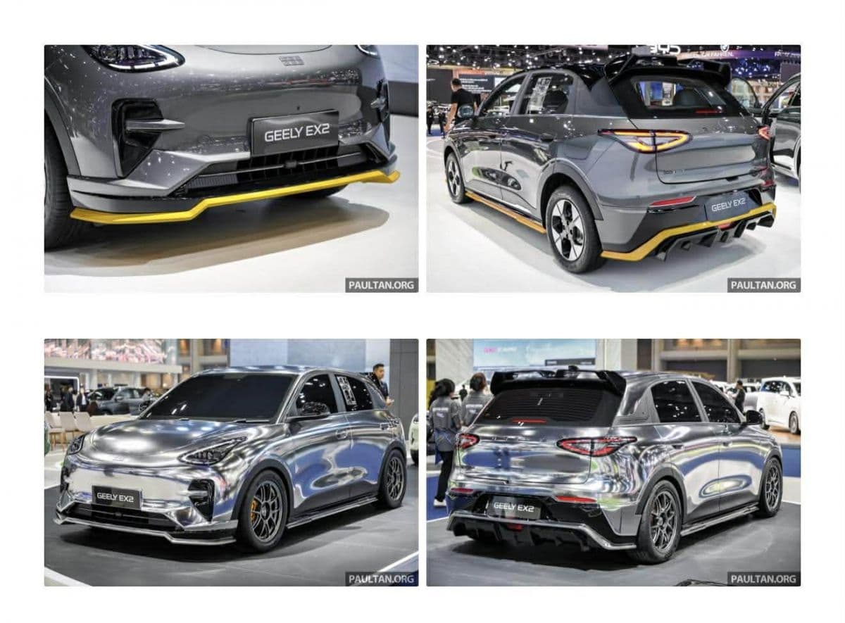Geely EX2 với các gói bodykit cá tính, từ thể thao đến mạ crom, thể hiện sự đa dạng phong cách.