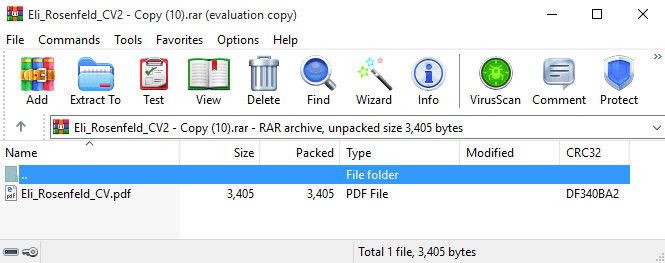 Giao diện WinRAR hiển thị tệp tin nén chứa mã độc, minh họa lỗ hổng zero-day.