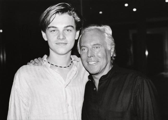 Giorgio Armani và Leonardo DiCaprio, biểu tượng của sự ảnh hưởng toàn cầu của thương hiệu.