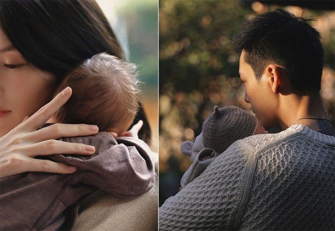 Hà Tuệ và Trần Vỹ Đình hạnh phúc bên con đầu lòng, đánh dấu chương mới của cuộc đời.