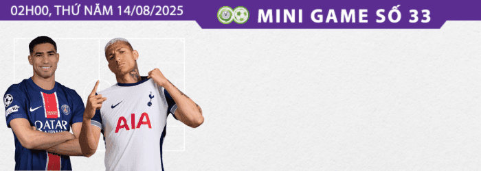 Hai cầu thủ bóng đá nam, một trong trang phục Paris Saint-Germain (PSG) và một trong trang phục Tottenham Hotspur, trên sân cỏ.