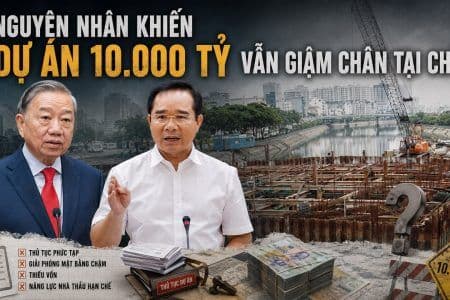 Hai người đàn ông đứng trước công trường dự án bị đình trệ, minh họa thách thức trong việc thu hút vốn đầu tư vào ngành điện