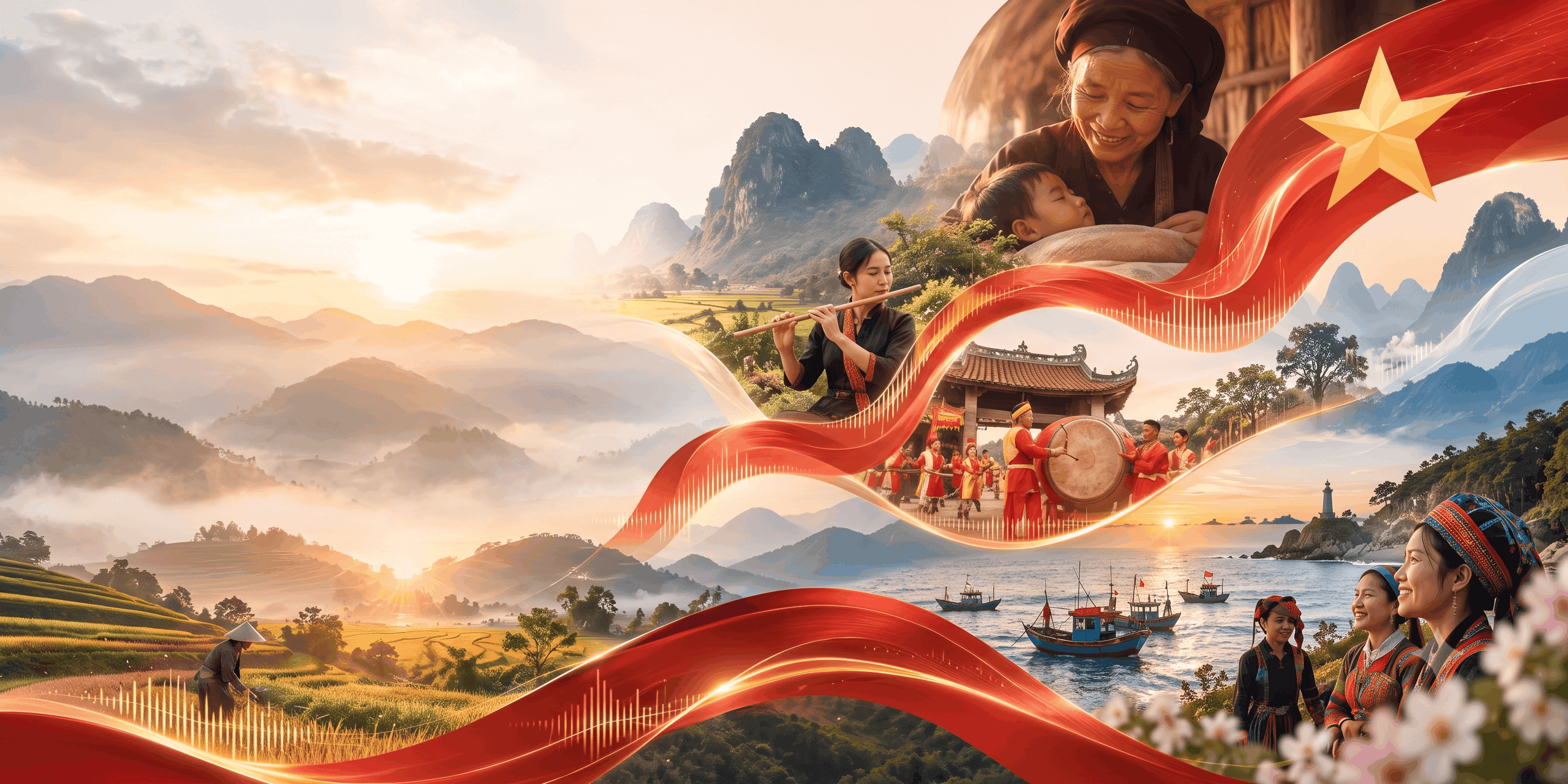 Hình ảnh minh họa không gian văn hóa và âm nhạc truyền thống Việt Nam.