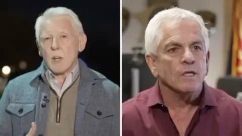 Hình ảnh chia đôi của Davis Willis, nghi phạm, và Cảnh sát trưởng Pima County Chris Nanos, những nhân vật chính trong cuộc điều tra vụ án Nancy Guthrie.