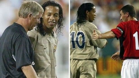 Hình ảnh cầu thủ Ronaldinho, tượng trưng cho sự đa dạng và giao thoa của các triết lý bóng đá trong trận đấu.