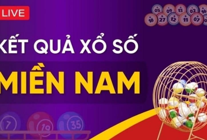 Hình ảnh minh họa kết quả xổ số miền Nam với lồng quay số và các con số.