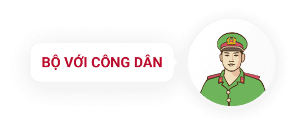 Hình ảnh minh họa một sĩ quan công an và dòng chữ 'Bộ với Công dân', tượng trưng cho vai trò của lực lượng chức năng trong cuộc chiến chống tội phạm mạng.