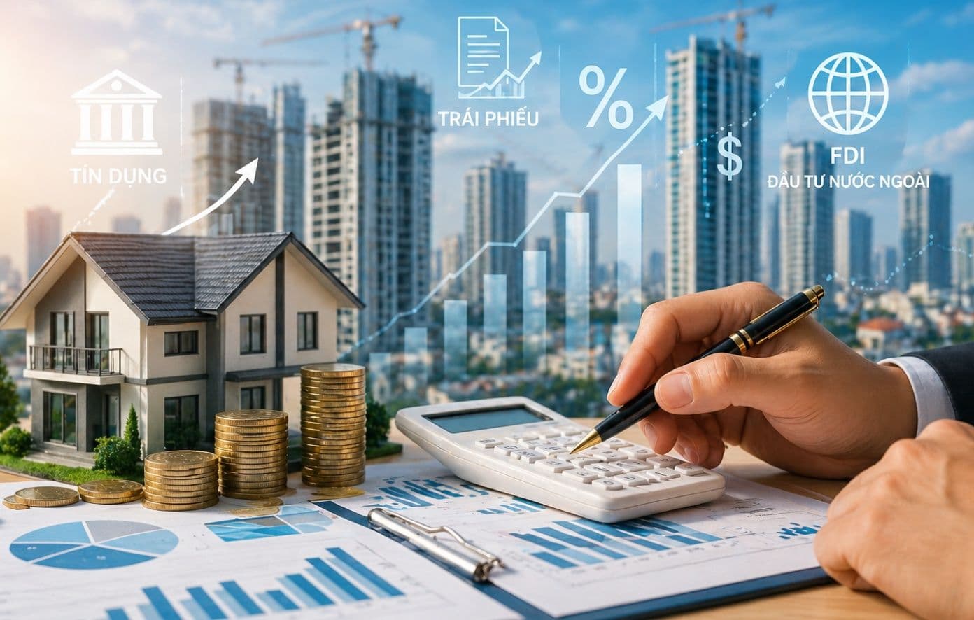 Hình ảnh minh họa tài chính, bất động sản và các chỉ số kinh tế, tượng trưng cho vai trò của dữ liệu trong phòng chống tham nhũng.