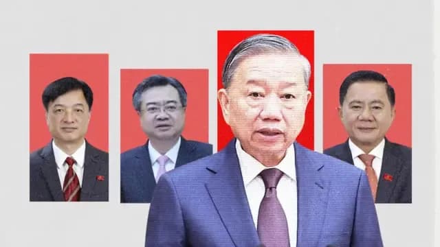 Hình ảnh ông Nguyễn Duy Ngọc, ông Nguyễn Thanh Nghị và ông Trần Cẩm Tú, những người có vị thế chính trị được nâng cao theo quy định mới, mở rộng từ 'Tứ Trụ' lên 'Bộ Ngũ'.