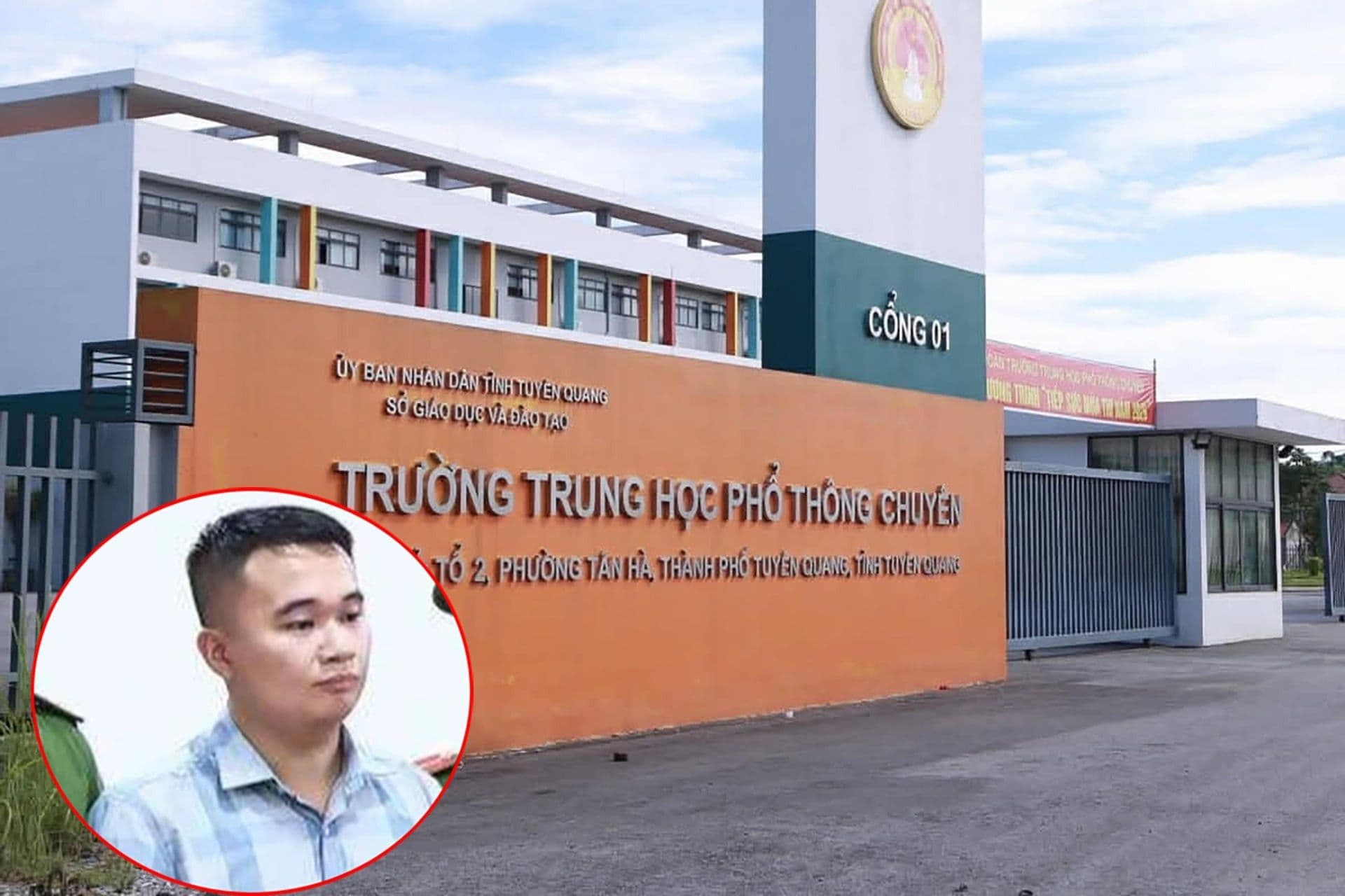Hình ảnh Nguyễn Hà Duy và Trường THPT Chuyên Tuyên Quang minh họa động cơ "vì thành tích" trong vụ gian lận điểm thi.