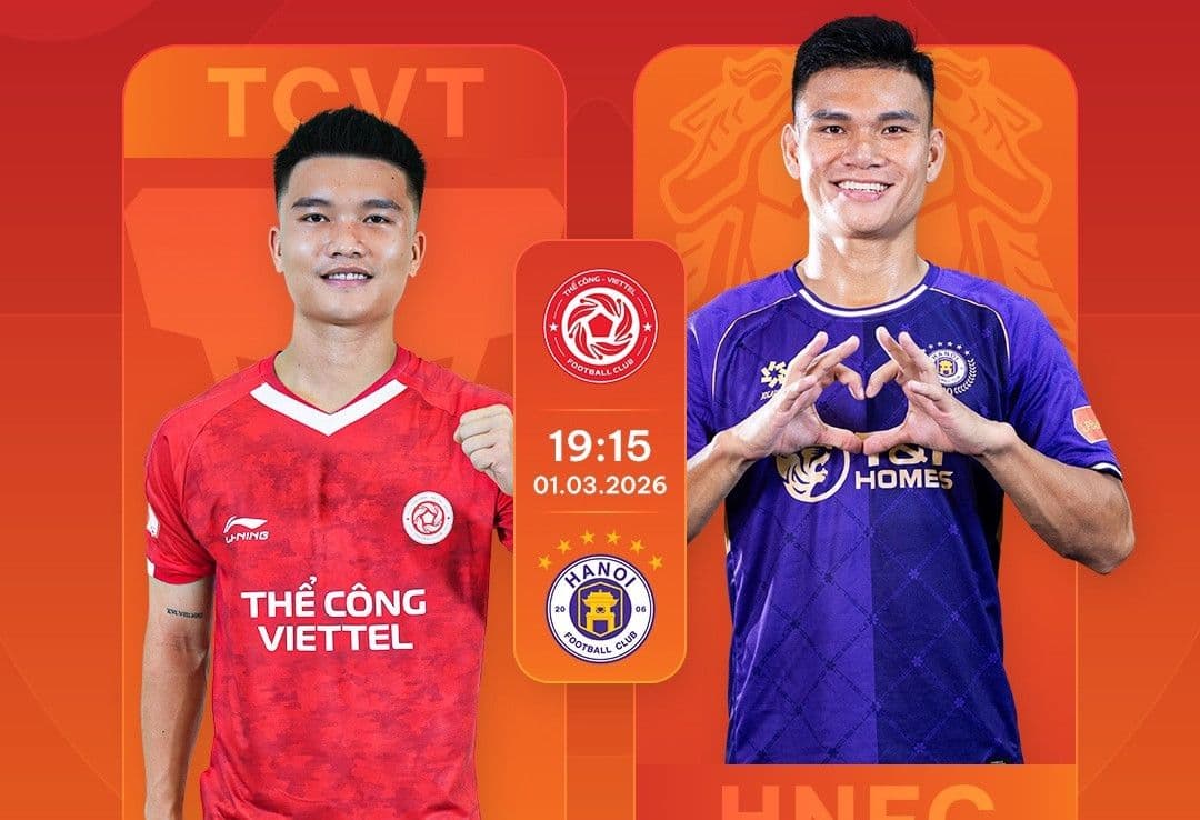 Hình ảnh quảng bá trận đấu Thể Công Viettel và Hà Nội, đại diện cho không khí đối đầu kịch tính tại V.League