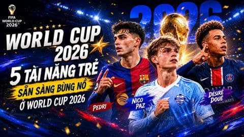 Hình ảnh quảng bá World Cup 2026 với các tài năng trẻ, thể hiện sự mở rộng quy mô và tham vọng kinh tế của giải đấu.