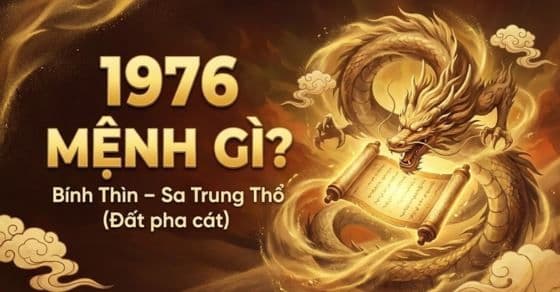 Hình ảnh rồng vàng Bính Thìn năm 1976 cầm cuộn thư cổ, tượng trưng cho lịch âm là di sản văn hóa và trí tuệ cổ xưa.