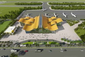 Hình ảnh sân bay hiện đại, tượng trưng cho các dự án trọng điểm và tầm nhìn phát triển trong tương lai của FLC, hướng tới những chân trời mới.