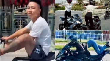 Hành vi lái xe quay clip phản cảm, minh họa cho 'cạm bẫy màn hình' mà thế hệ Z đối mặt.
