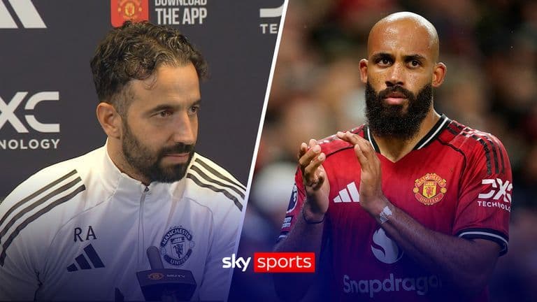 Huấn luyện viên Ruben Amorim và tiền đạo Bryan Mbeumo của Manchester United.