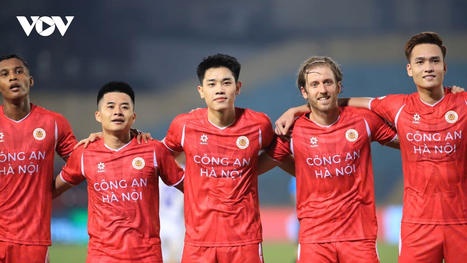 Đội hình các cầu thủ Công An Hà Nội, một trong những đội dẫn đầu cuộc đua danh hiệu V-League 2025/2026.