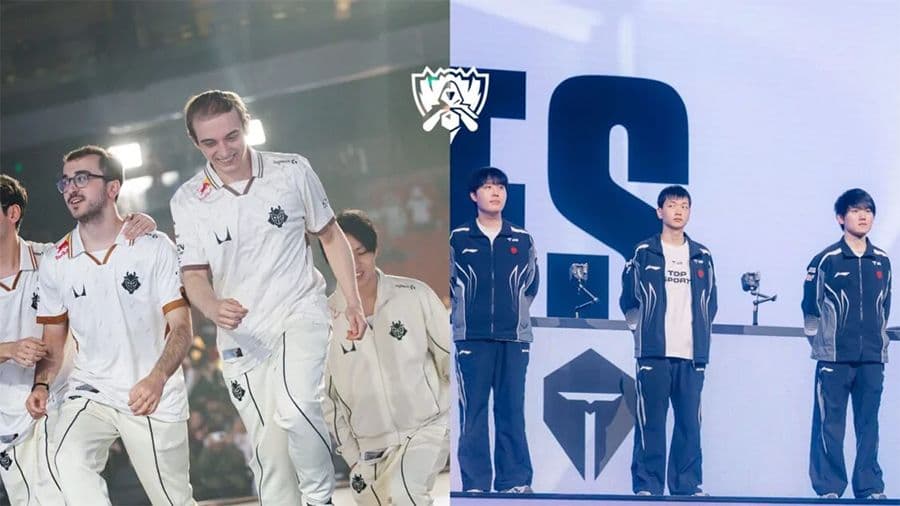 Đội hình G2 Esports và Top Esports trên sân khấu CKTG 2025, chuẩn bị cho trận đấu tứ kết đầy áp lực