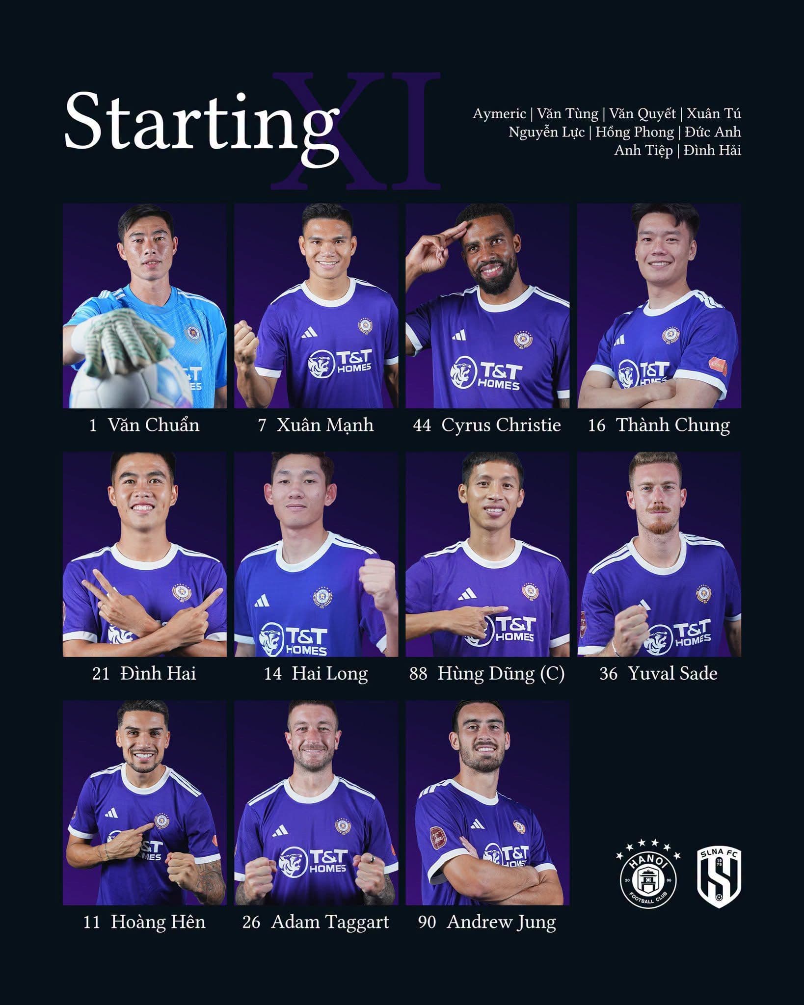 Đội hình xuất phát của Hà Nội FC trong trận đấu V.League
