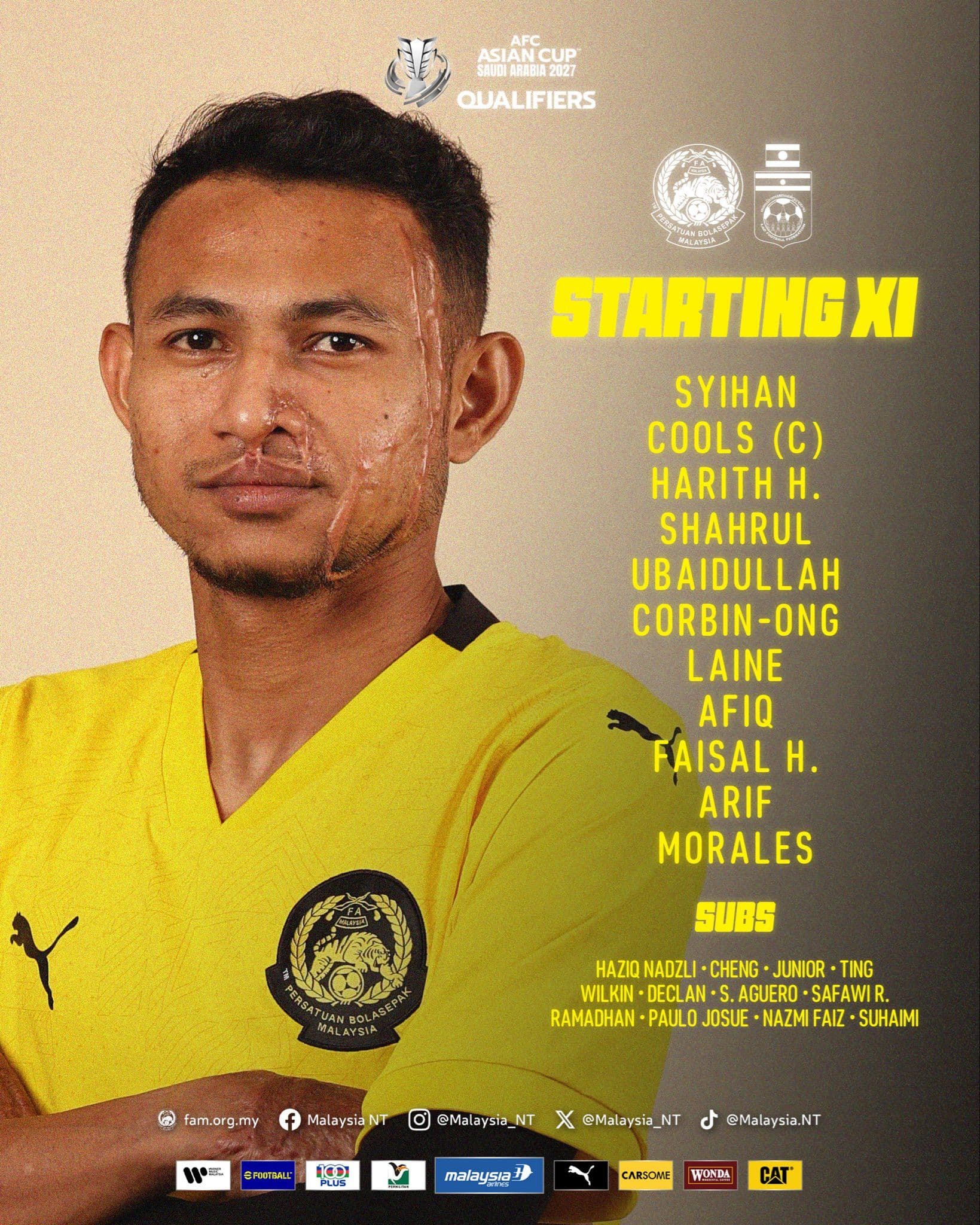 Đội hình xuất phát của Malaysia, nhấn mạnh sự thay đổi và vai trò của các cầu thủ nội.