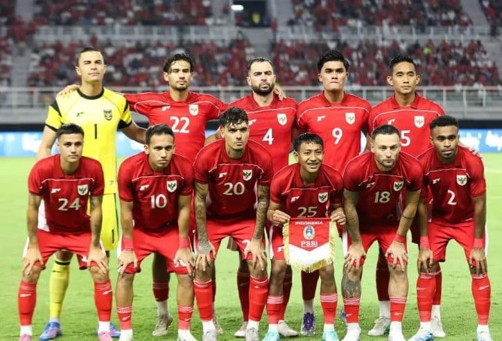 Đội tuyển bóng đá quốc gia Indonesia với các cầu thủ nhập tịch và bản địa.