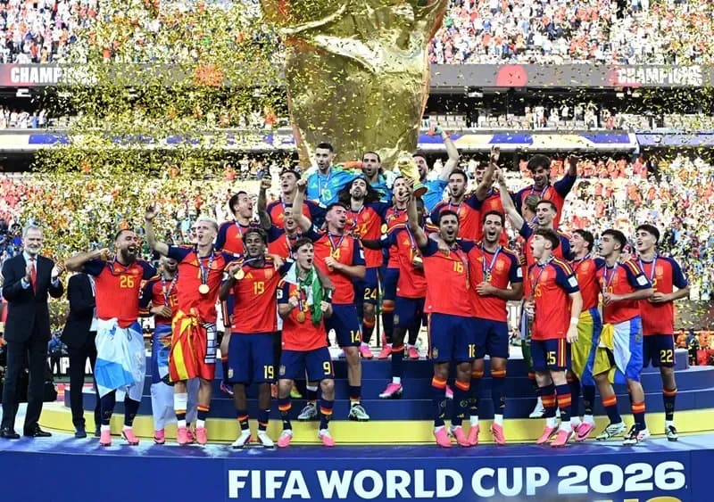 Đội tuyển Tây Ban Nha ăn mừng chức vô địch World Cup 2026.