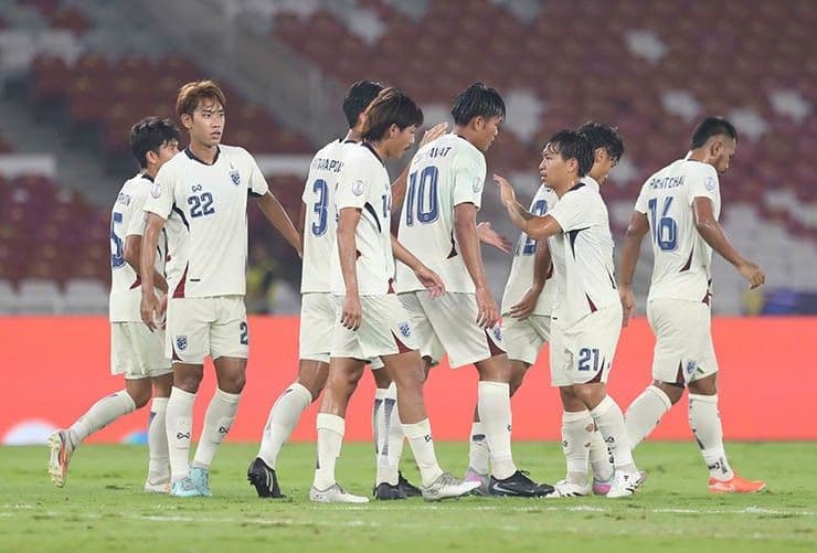 Đội tuyển U23 Thái Lan ăn mừng bàn thắng, biểu tượng cho thành công giành huy chương đồng.