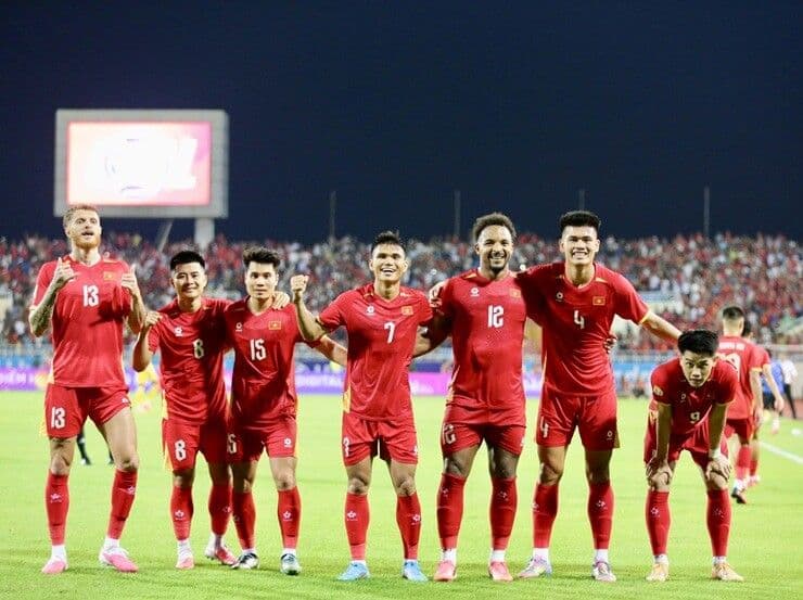 Đội tuyển Việt Nam ăn mừng chiến thắng thuyết phục trước Malaysia tại bán kết ASEAN Cup 2026