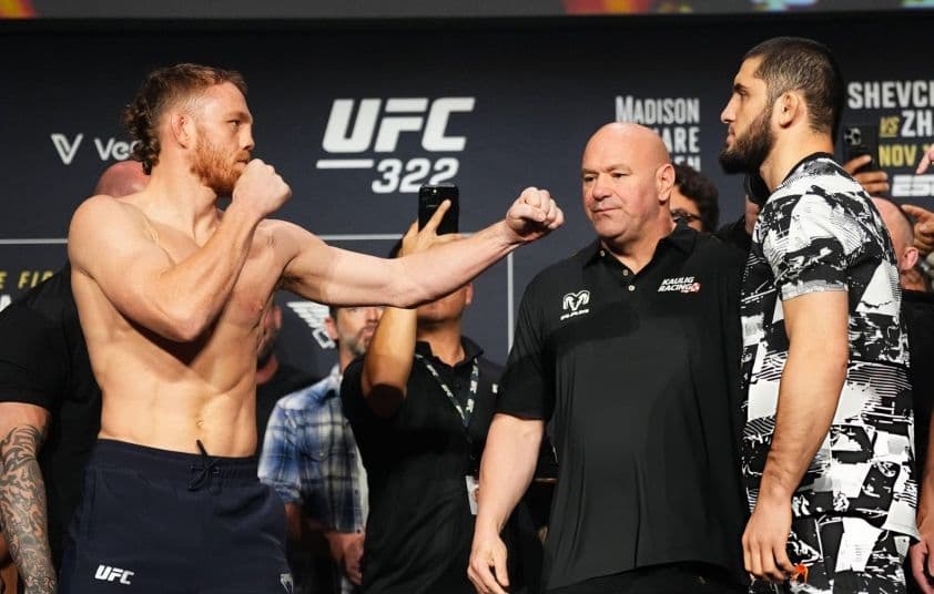 Islam Makhachev và Jack Della Maddalena đối mặt tại buổi cân UFC 322