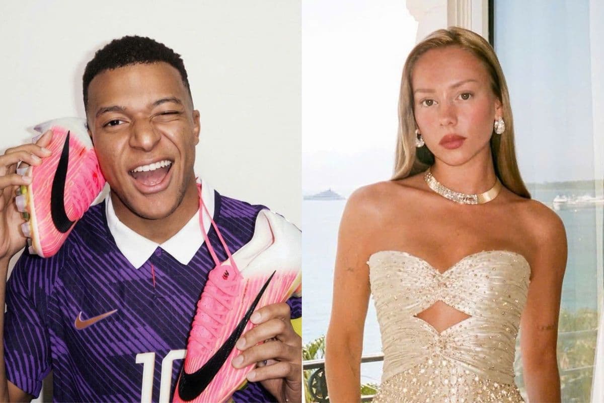 Kylian Mbappé cười rạng rỡ, cầm đôi giày bóng đá màu hồng, tượng trưng cho thành tích cá nhân xuất sắc tại World Cup.